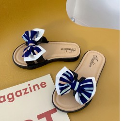White Navy Ribbon Sandals