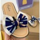 White Navy Ribbon Sandals