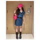 Dark Blue Denim Button Dress + Belt