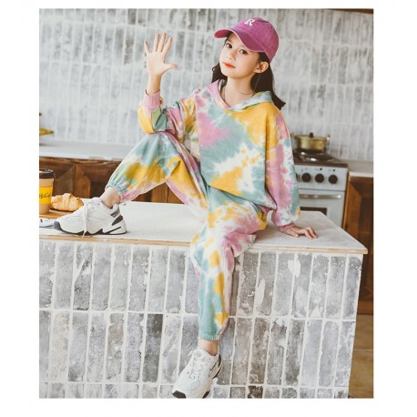Pastel Tie Dye Hoodie Sport Set Pants