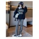 Madison Square Top Set Black Plaid Pants