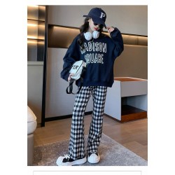 Madison Square Top Set Black Plaid Pants