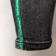 Black Green Line Denim Pants