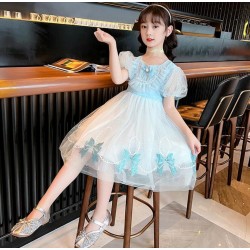 Blue Ruffle Ribbon Tulle Dress