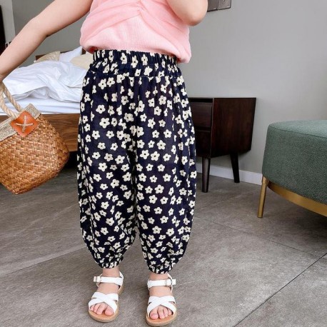 Black Floral Flowy Pants