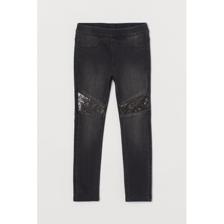 H&M Black Sequin Denim Pants