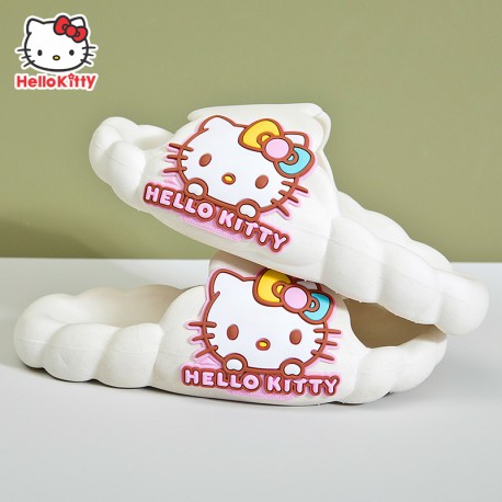 SAnRi0 White Hell0 K1TTY Puffy Sandals