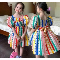 Rainbow Polkadot Puffy Dress