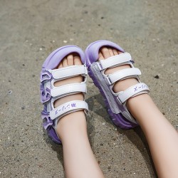 White Purple Three Strap Shoes