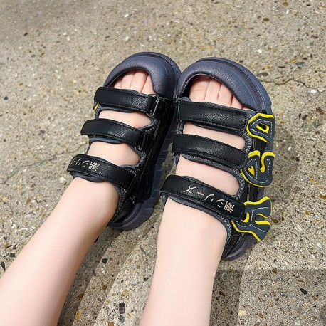 Black Three Strap Shoes