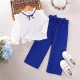 White Top Blue Ribbon Pants