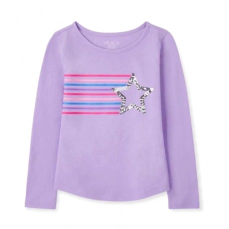 Place Purple Stars Sequins LS T-Shirt
