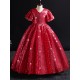 Red Sequins  Bell Sleeve Sparkly Dress