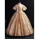 Gold Sequins Bell Sleeve Sparkly Dress