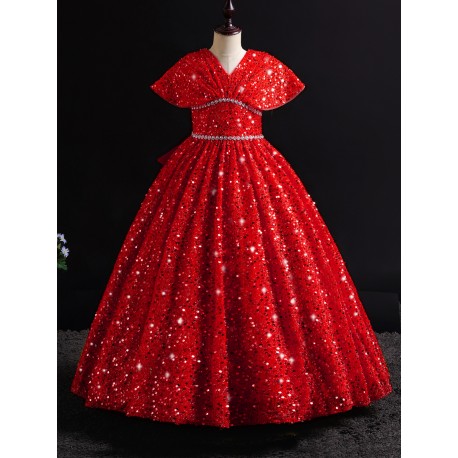 Red Sequin Sparkly Party Dress