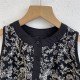 Black White Leaf Embroidery Top