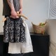 Black White Leaf Embroidery Top
