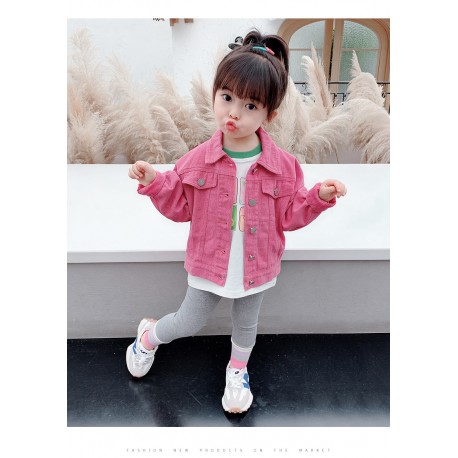Pink Button Denim Jacket