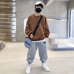 Attitude Brown Sweater Set Grey Pants
