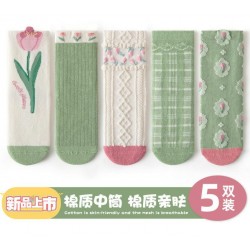 Green Floral Socks