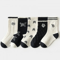 Black White Floral Socks