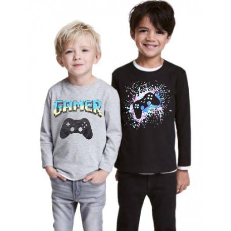 HM Black Game Stick LS T-Shirt