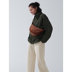 Brown Round Shoulder Corduroy Bag