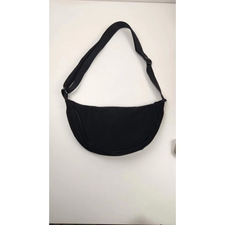 Black Round Shoulder Corduroy Bag