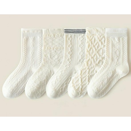 White Embossed Socks
