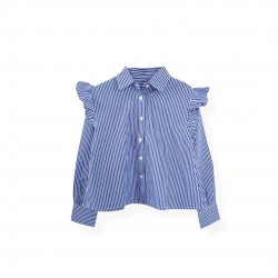 Z@ra Blue Stripe Ruffle Shirt