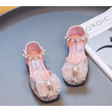 Pink Bear Ribbon Sparkle Pearl Shoes