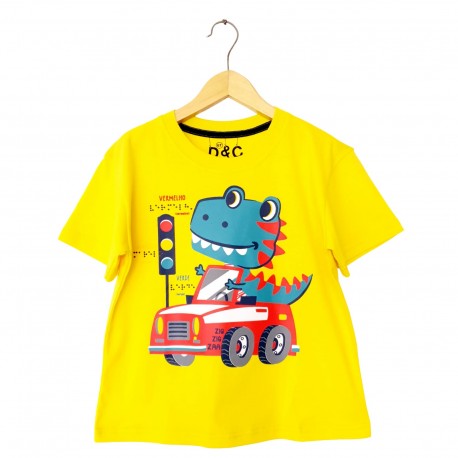 Yellow Traffic Dinosaur Tee