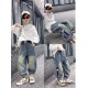 Zig Zag Washed Ripped Denim Pants(no acc)