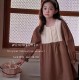 Brown Cream Lace Dress