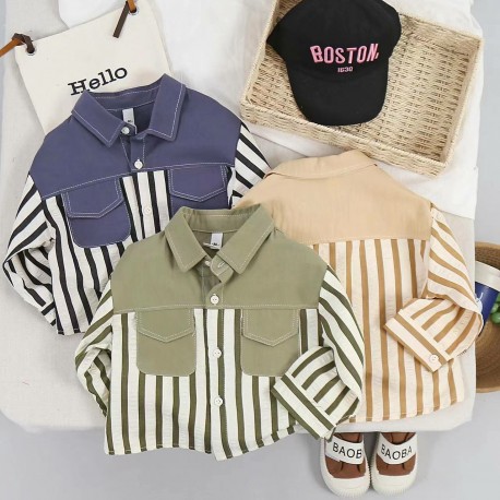 Two Colors Stripes Long Sleeve Shirt