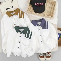 White Shoulder Stripes Long Sleeve Shirt
