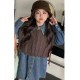 2in1 Denim Dress Set Brown Knitted Outer