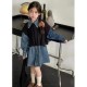 2in1 Denim Dress Set Black Knitted Outer
