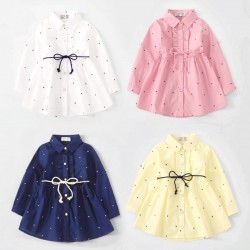 Yellow Polka Ruffle Long Sleeve Tunic With Belt
