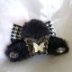 Black Fur Sparkle Ribbon Hairclips