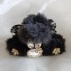 Black Fur Sparkle Ribbon Hairclips