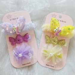 3pcs Unicorn Butterfly Sparkle Hairclips