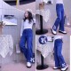 Blue Pearl White Polka Ribbon Jeans