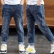 Dark Blue Washed Yellow Line Jeans(no belt)