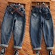Blue Ripped Black Pocket Jeans(no belt)