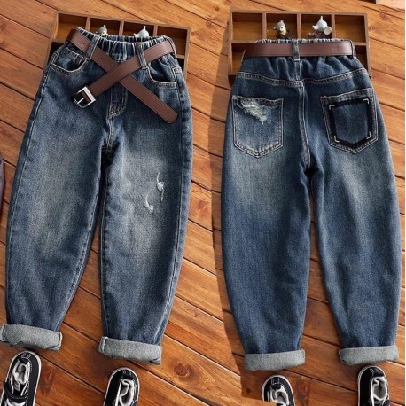 Blue Ripped Black Pocket Jeans(no belt)