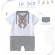 White Grey Baby Koko Romper+Peci