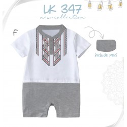 White Grey Baby Koko Romper+Peci