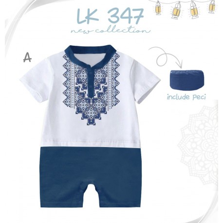 White Navy Baby Koko Romper+Peci