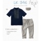 Navy Embroidery Koko Set Grey Pants+Peci
